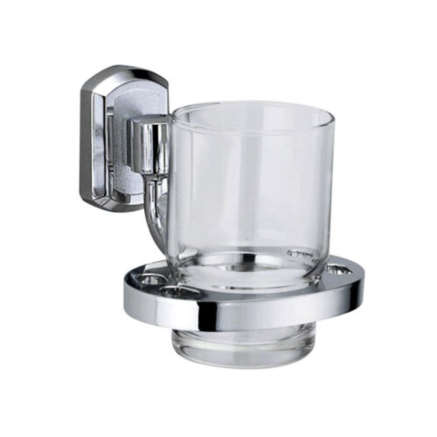 Стакан стеклянный с держателем WasserKRAFT Oder, K-3028, хром