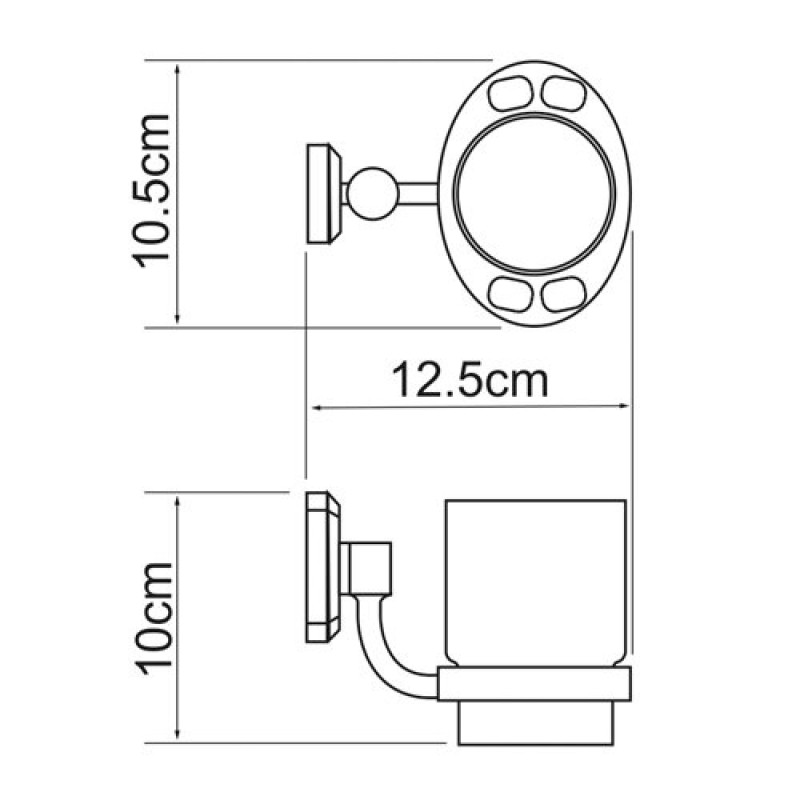 Стакан стеклянный с держателем WasserKRAFT Oder, K-3028, хром