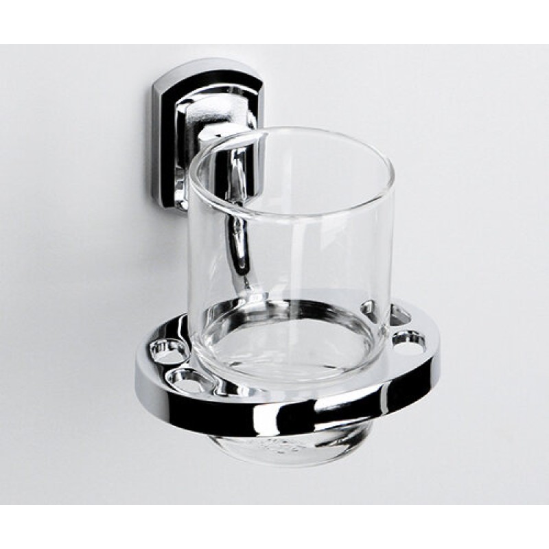 Стакан стеклянный с держателем WasserKRAFT Oder, K-3028, хром