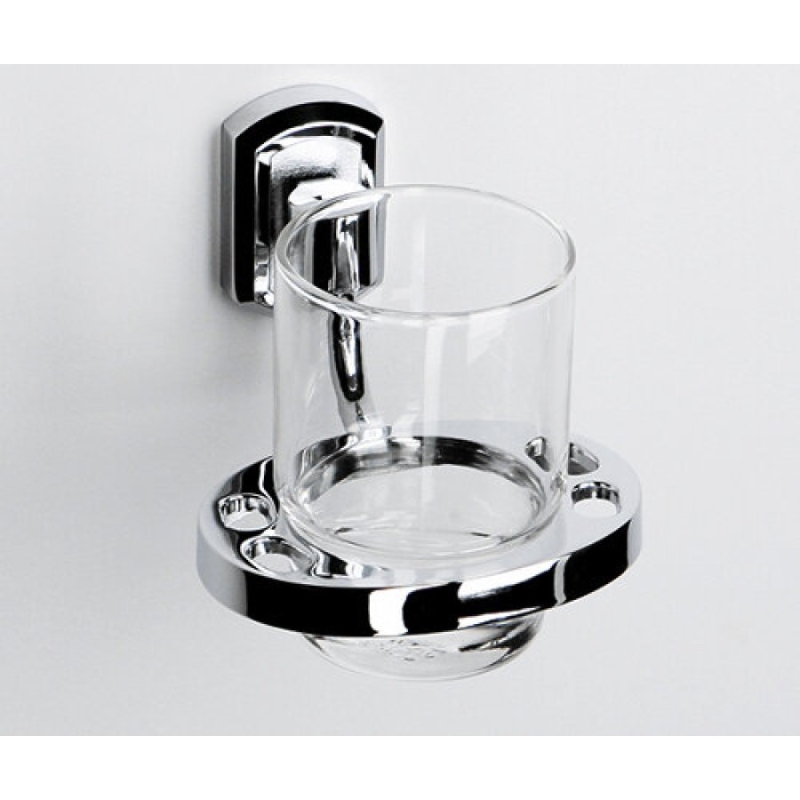 Стакан стеклянный с держателем WasserKRAFT Oder, K-3028, хром