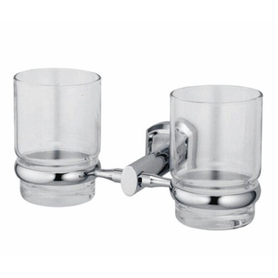 Стакан стеклянный с держателем WasserKRAFT Oder, двойной, K-3028D, хром