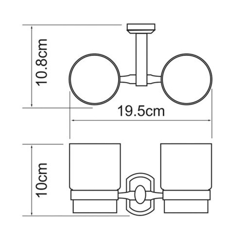 Стакан стеклянный с держателем WasserKRAFT Oder, двойной, K-3028D, хром