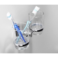 Стакан стеклянный с держателем WasserKRAFT Oder, двойной, K-3028D, хром