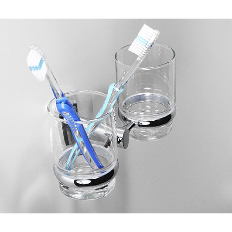 Стакан стеклянный с держателем WasserKRAFT Oder, двойной, K-3028D, хром