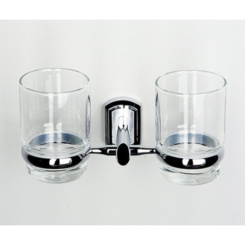 Стакан стеклянный с держателем WasserKRAFT Oder, двойной, K-3028D, хром
