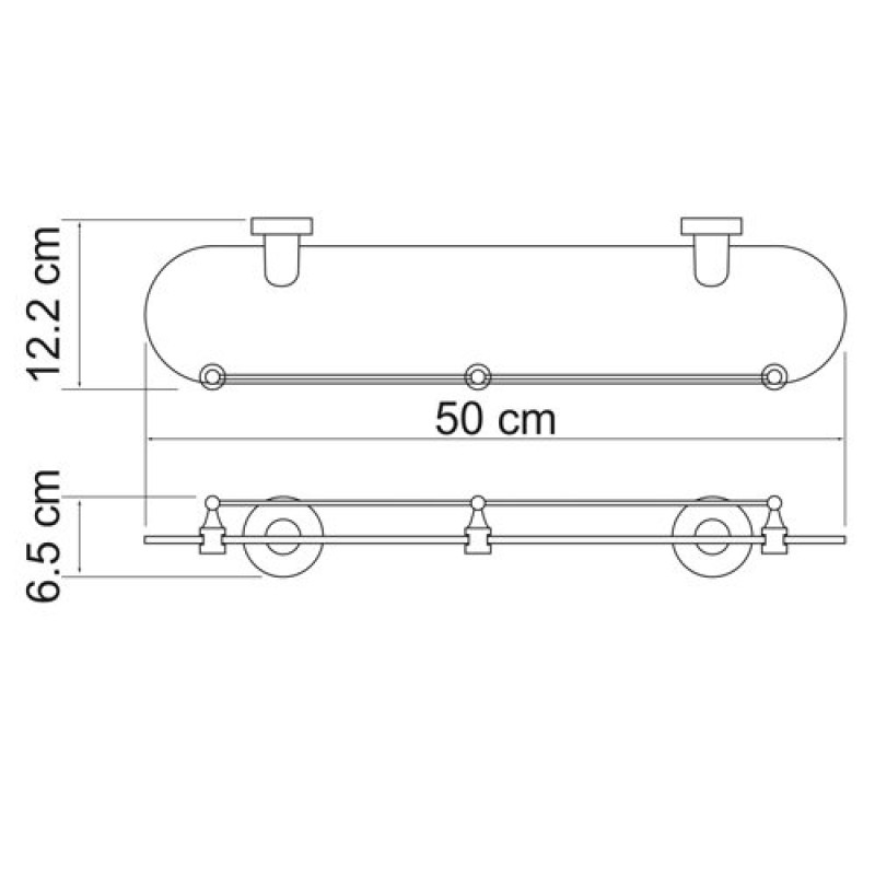Полка стеклянная WasserKRAFT Isen K-4044, хром