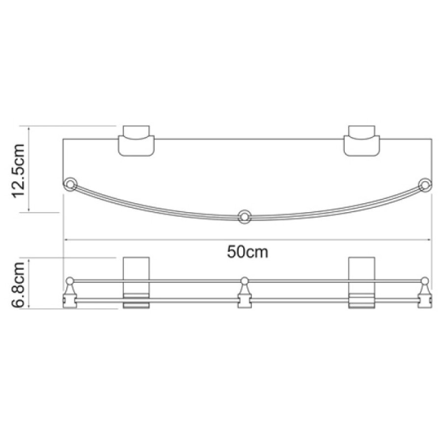 Полка стеклянная WasserKRAFT Leine, K-5044W, белый