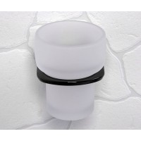 Стакан для щеток с держателем WasserKRAFT Glan, PVD-покрытие, черный глянец, K-5128