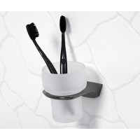 Стакан для щеток с держателем WasserKRAFT Glan, PVD-покрытие, черный глянец, K-5128