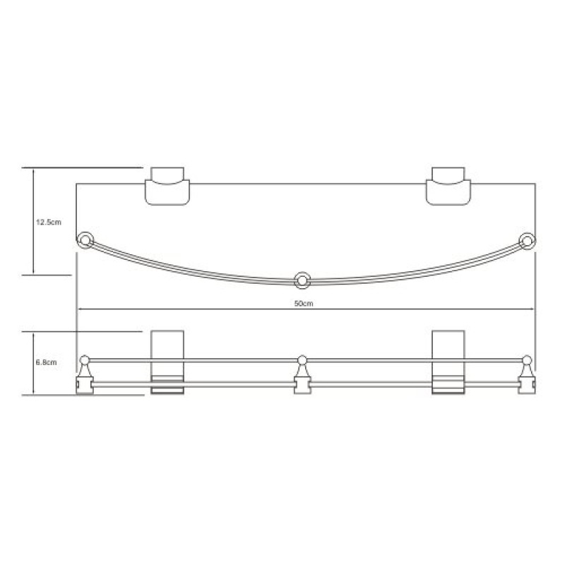 Полка WasserKRAFT Exter, стеклянная, с бортиком, K-5244, светлая бронза