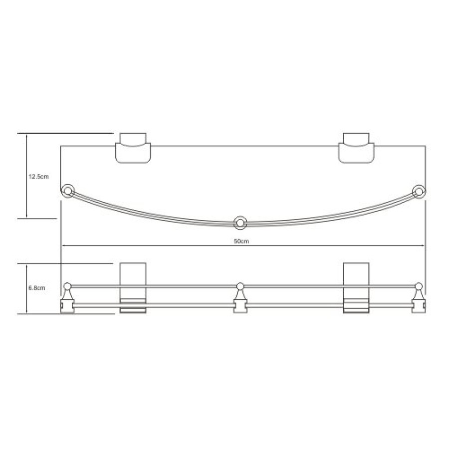 Полка WasserKRAFT Exter, стеклянная, с бортиком, K-5244, светлая бронза