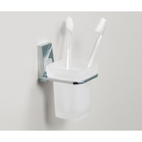 Стакан для щеток с держателем WasserKRAFT Lopau, K-6028, хром/белый
