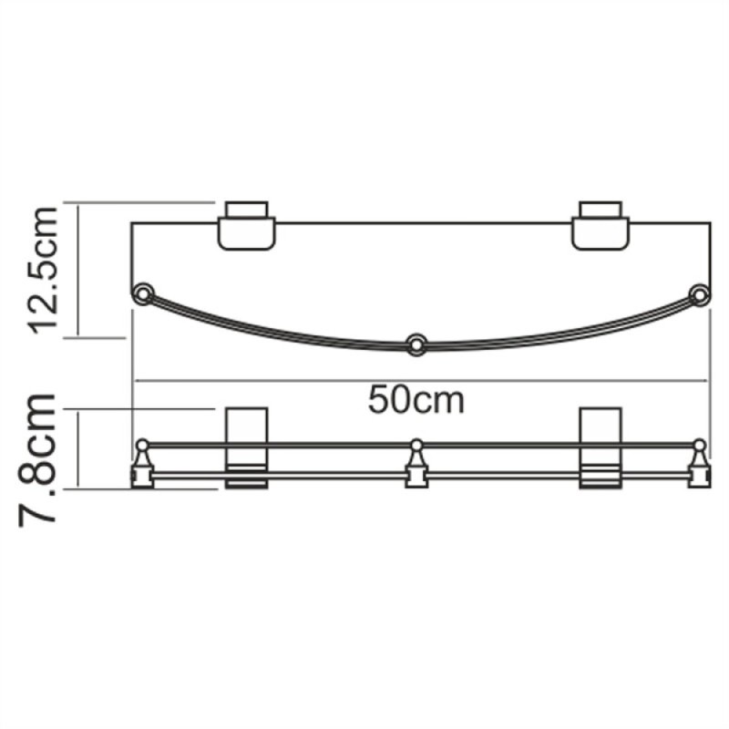 Полка стеклянная с бортиком WasserKRAFT Lopau, K-6044, хром/белый