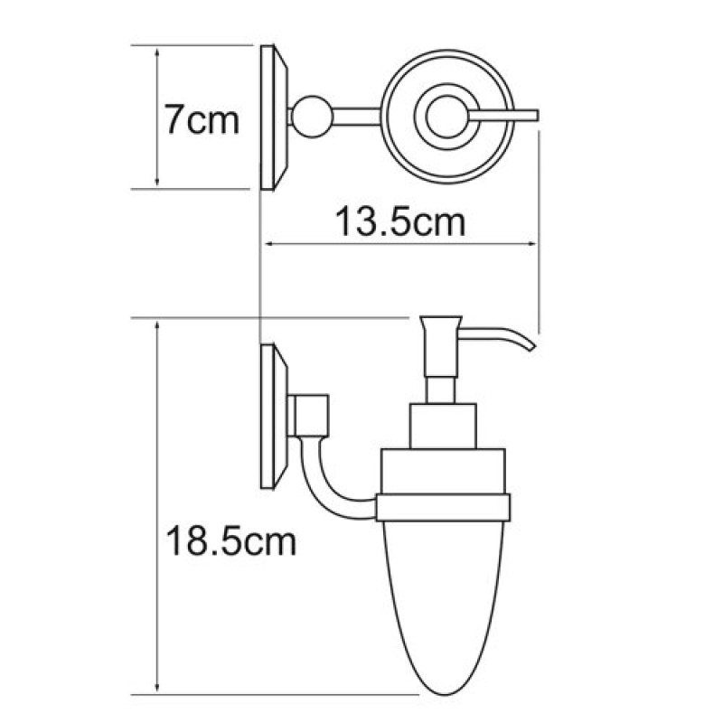 Дозатор стеклянный с держателем WasserKRAFT Rhein, 160 мл, K-6299, хром
