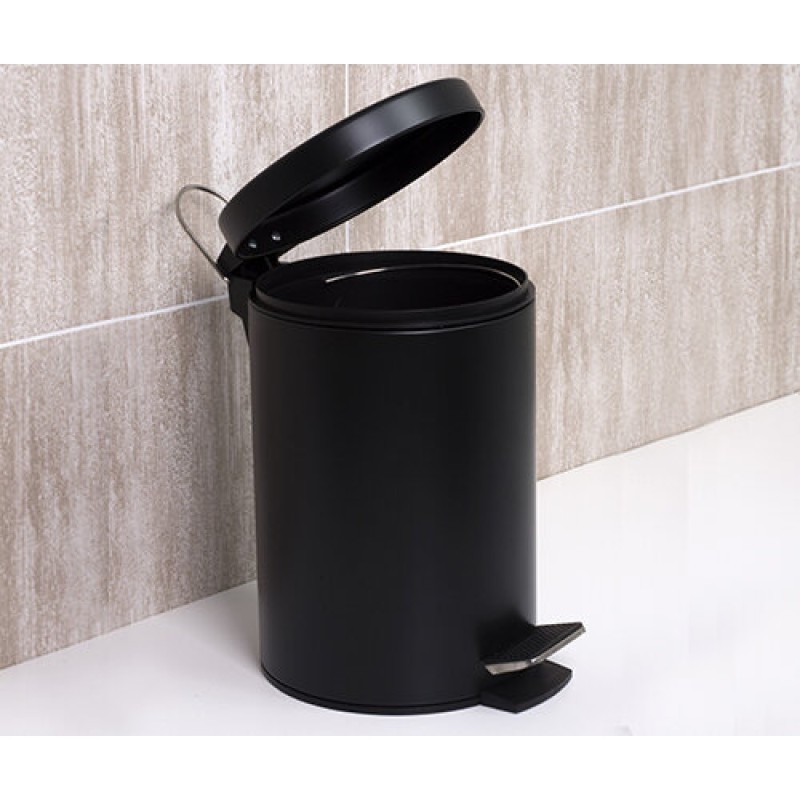 Ведро для мусора WasserKRAFT Серия К, с педалью, 5 л, цвет - черный, K-635B