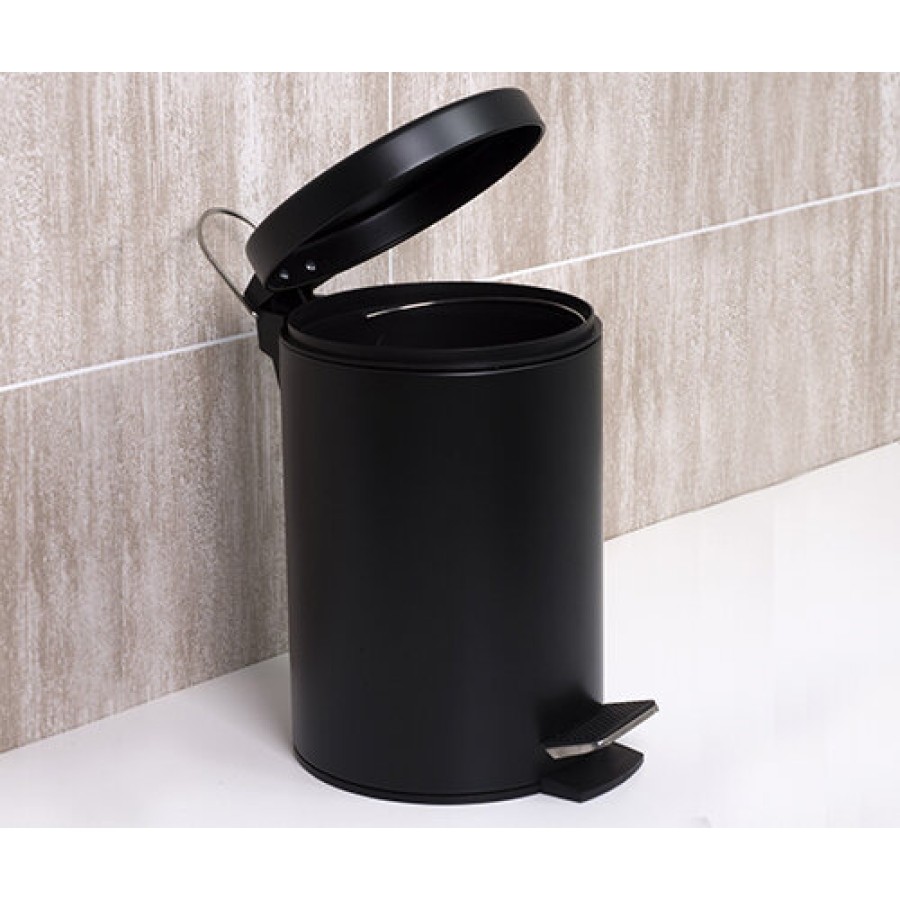 Ведро для мусора WasserKRAFT Серия К, с педалью, 5 л, цвет - черный, K-635B