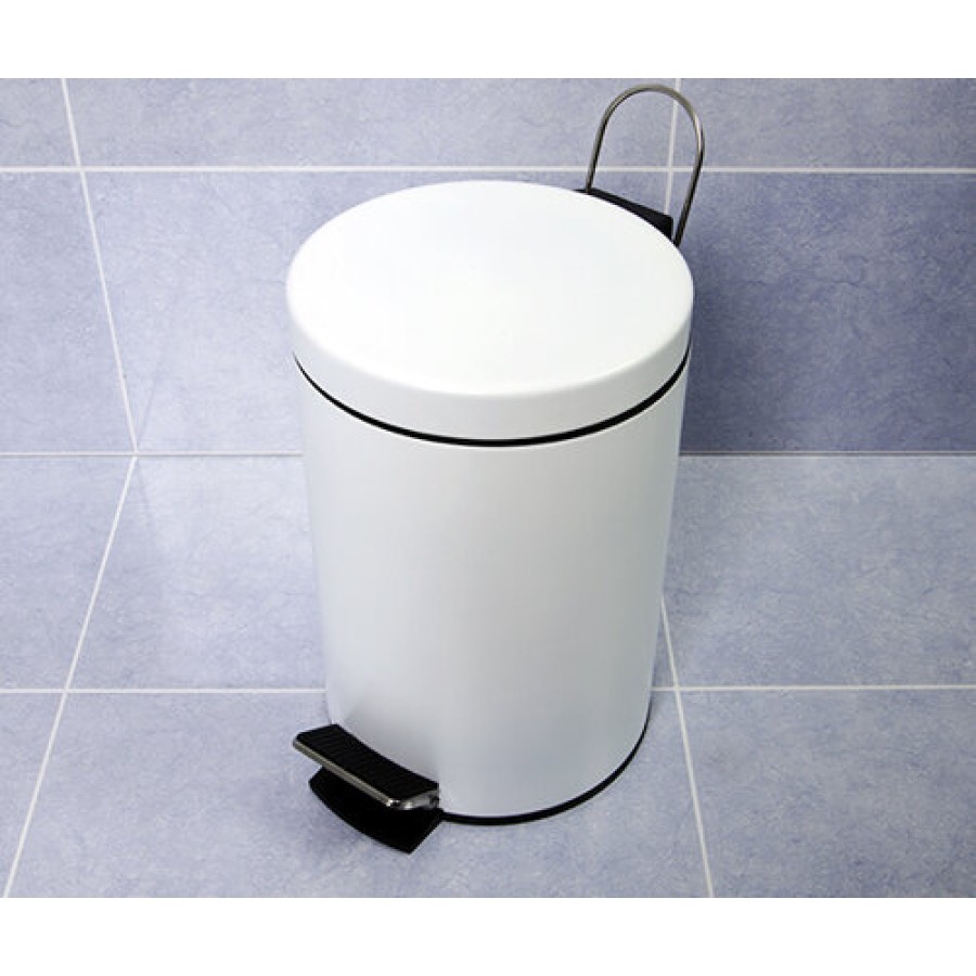 Ведро для мусора WasserKRAFT Серия К, с педалью, 5 л, цвет -белый, K-635W