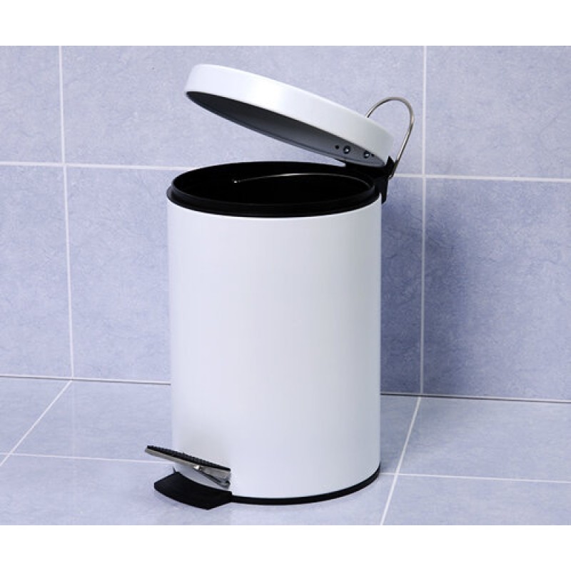 Ведро для мусора WasserKRAFT Серия К, с педалью, 5 л, цвет -белый, K-635W