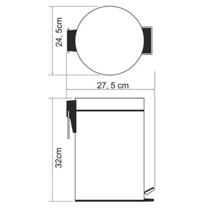 Корзина для мусора WasserKraft Серия К, 7 л, с педалью, K-637, хром