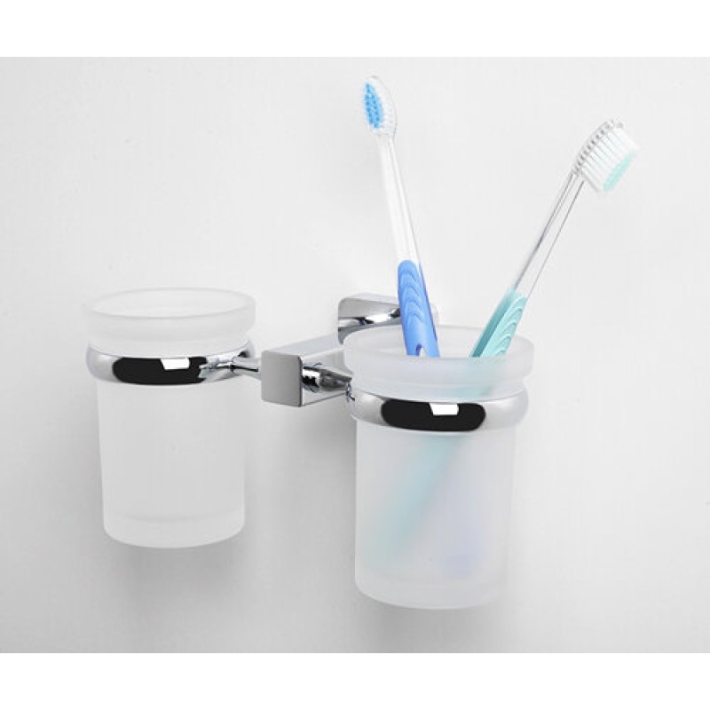 Стакан для зубных щеток WasserKRAFT Lippe, двойной, K-6528D, хром