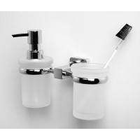 Держатель стакана и дозатора WasserKRAFT Lippe, K-6589, хром/белый