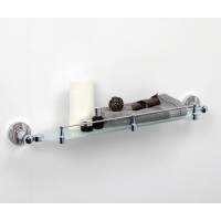 Полка стеклянная с бортиком WasserKRAFT Regen, K-6944, хром/белый