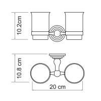 Стакан стеклянный с держателем WasserKRAFT Ammer, двойной, K-7028D, хром