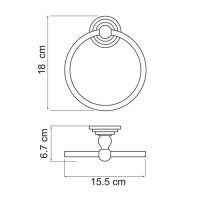 Полотенцедержатель кольцо WasserKRAFT Ammer, K-7060, 18 см, цвет никель