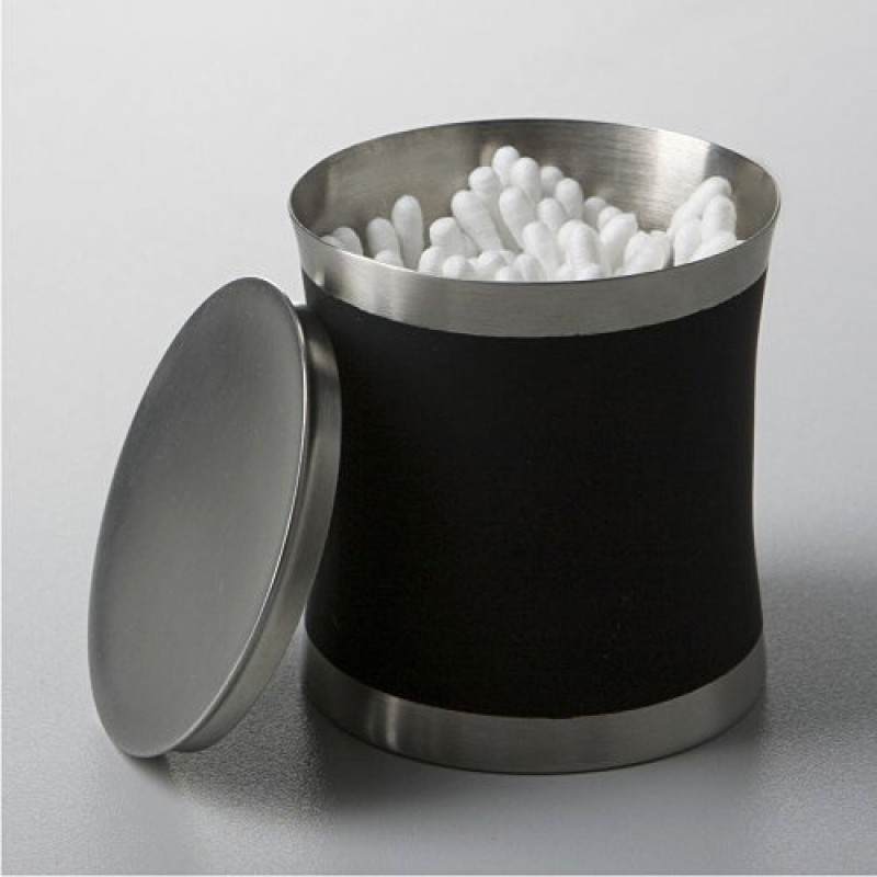 Косметическая ёмкость WasserKRAFT Wern, с крышкой, K-7579, хром/черный