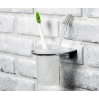Стакан для зубных щеток WasserKraft Kammel, стеклянный, К-8328, белый/хром