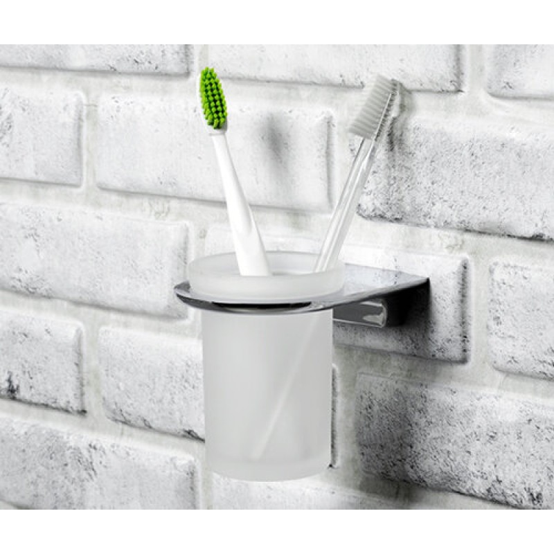 Стакан для зубных щеток WasserKraft Kammel, стеклянный, К-8328, белый/хром