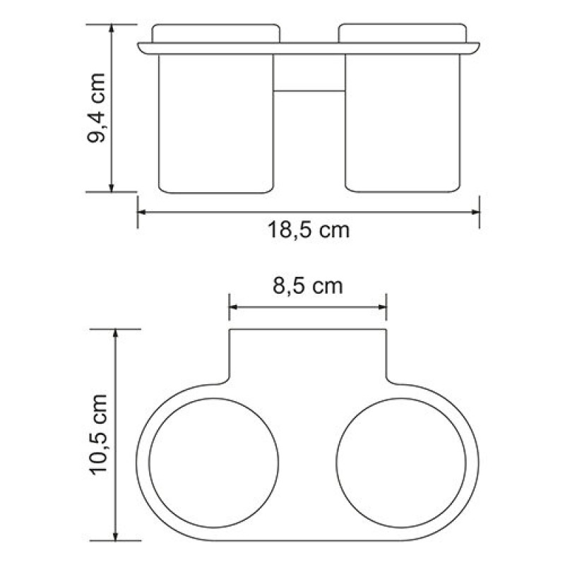 Стакан для зубных щеток WasserKraft Kammel, двойной, стеклянный, K-8328D, белый/хром