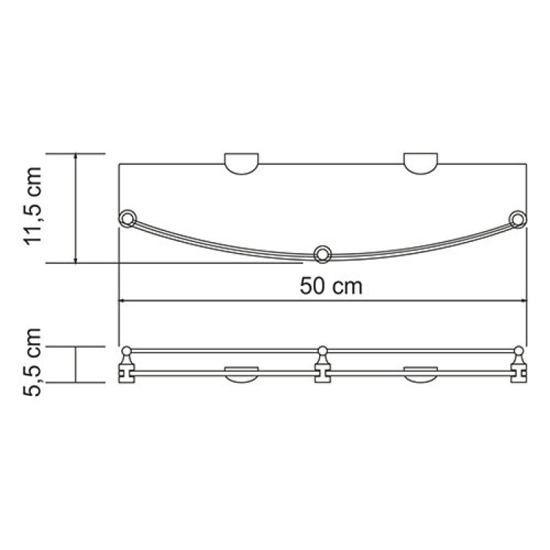 Полка WasserKraft Kammel, стеклянная, K-8344, хром
