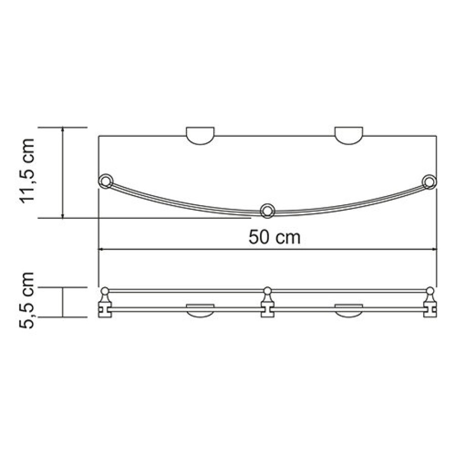Полка WasserKraft Kammel, стеклянная, K-8344, хром