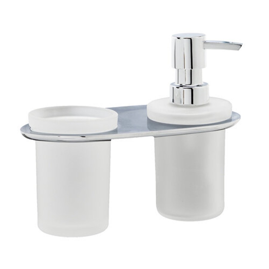 Держатель стакана и дозатора WasserKraft Kammel, К-8389, белый/хром