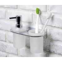 Держатель стакана и дозатора WasserKraft Kammel, К-8389, белый/хром