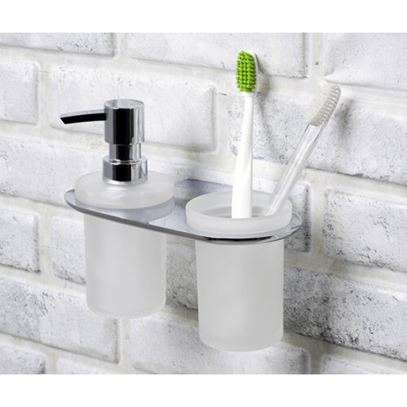 Держатель стакана и дозатора WasserKraft Kammel, К-8389, белый/хром