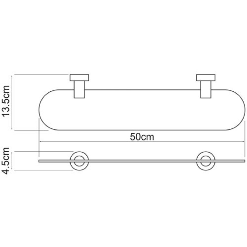 Полка стеклянная WasserKRAFT Donau, K-9424, хром
