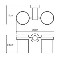 Стакан стеклянный с держателем WasserKRAFT Donau, двойной, K-9428D, хром