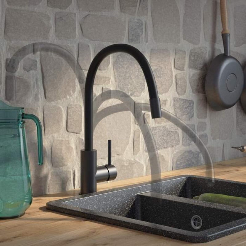 Смеситель для кухонной мойки Iddis Kitchen 360, черный матовый, K36BLJ0i05