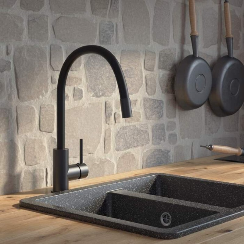 Смеситель для кухонной мойки Iddis Kitchen 360, черный матовый, K36BLJ0i05