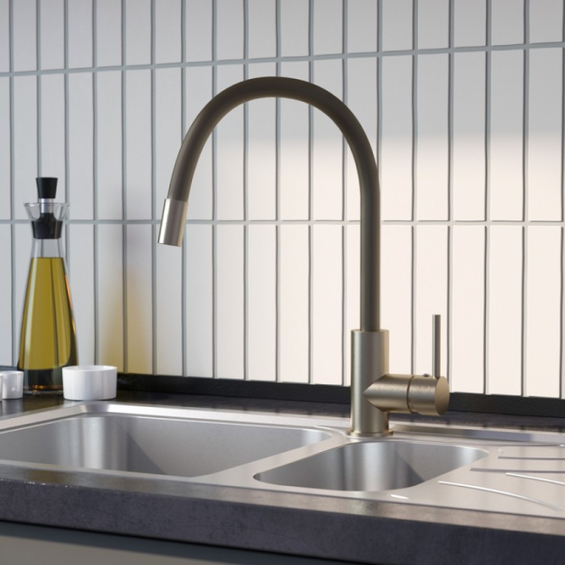 Смеситель Iddis Kitchen 360 K36BNJ0i05 для кухонной мойки, излив гибкий, сатин