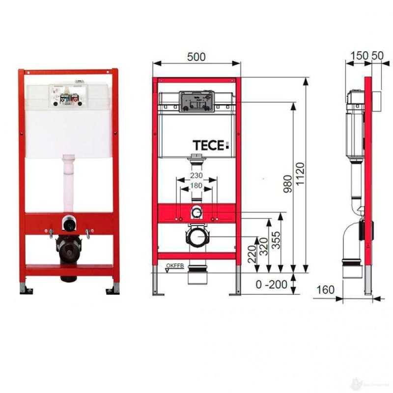 Инсталляция для подвесного унитаза TECE Ambia K400200, 4 в 1