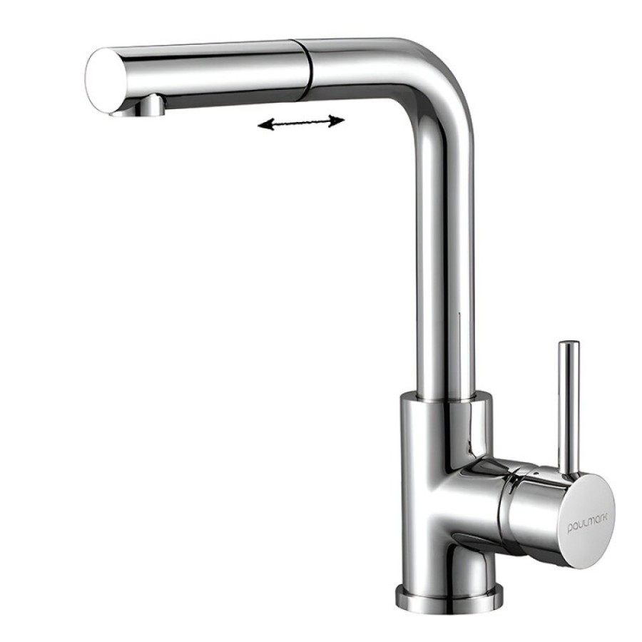 Смеситель Paulmark Kassel Ka214311-CR для кухонной мойки, с выдвижным изливом, хром