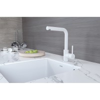 Смеситель Paulmark Kassel Ka214311-WH для кухонной мойки, с выдвижным изливом, белый матовый полностью