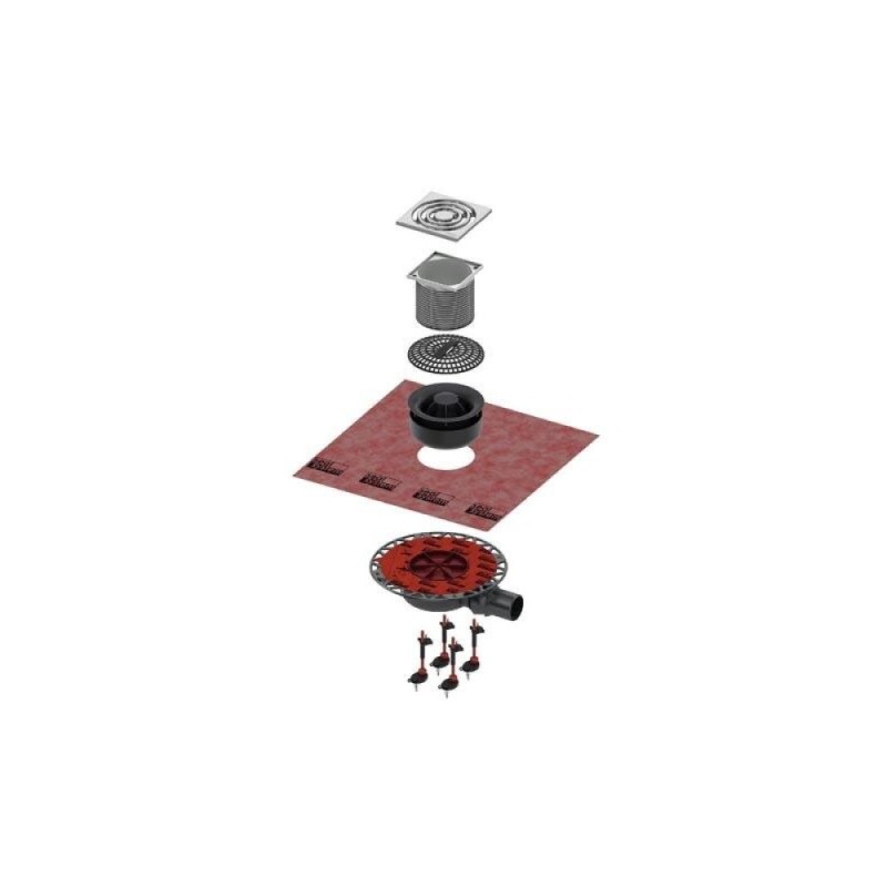Комплект TECEdrainpoint S, KDP-S110, точечного трапа с сифоном DN 50 с декоративной решеткой