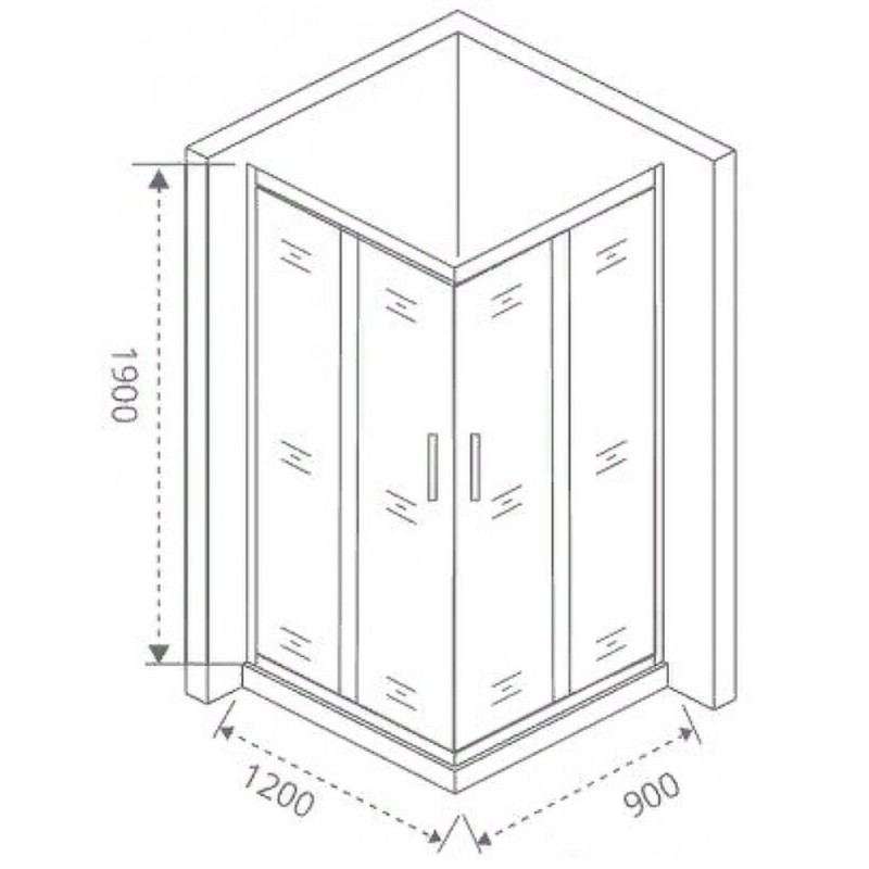 Душевое ограждение Good Door Cofe CR-120-90-C-B, 120 х 90 х 190 см, стекло прозрачное, профиль черный, КФ00009