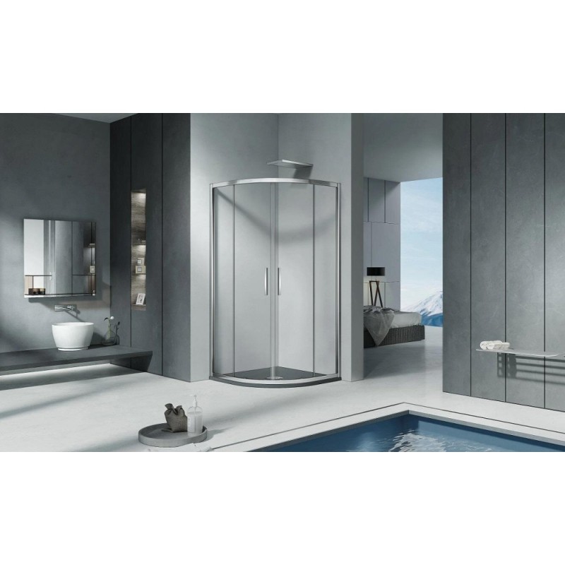 Душевой уголок Good Door Cofe R-80-C-CH, КФ00021, 80 х 80 см, стекло прозрачное, профиль хром