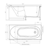 Акриловая ванна Timo KILO1570-KT15-SPV1505-T-CM-FP15H, 150 х 70 см, с гидромассажем, цвет белый