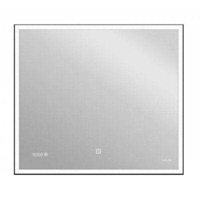 Зеркало Cersanit LED 011 Design 100 x 80 см с подсветкой, с часами, рама металл черная, LU-LED011*100-d-Os